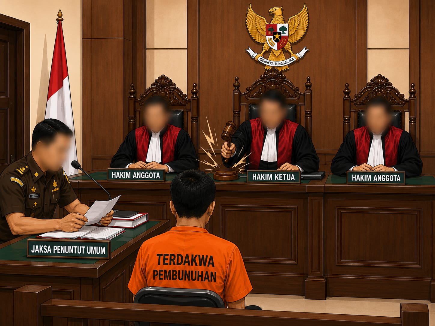 1 Pembunuh Pria Numpang Tidur di Mesjid Agung DuaEmpat Dituntut 1,5 Tahun Penjara – DuaEmpat.Net
